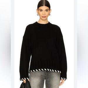 NAADAM sweater Wool Cashmere black Hand Laced Ribbon Crew Knit Revolve S